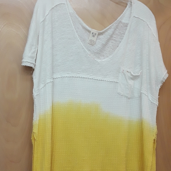 Free People White Yellow Ombre Knit W Neck Raw Dolman Top S - Picture 1 of 9